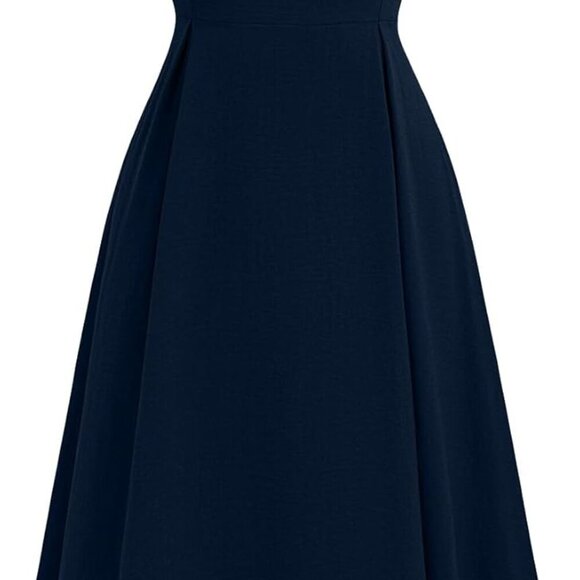 Women's Plus Size Maxi Dress Polyester V-Neck Sleeveless Fitted Pockets - Picture 4 of 7